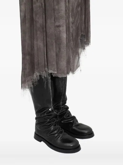 Miista Ruched Knee-high Boots In Black