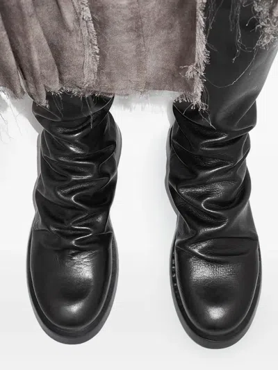 Miista Ruched Knee-high Boots In Black