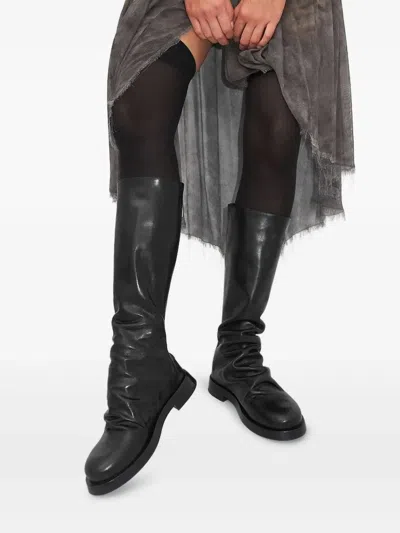 Miista Ruched Knee-high Boots In Black