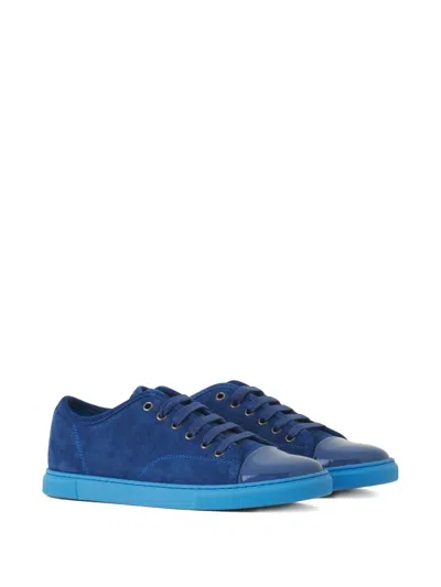 Lanvin Lace-up Panelled Sneakers In Blue