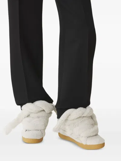 Lanvin Curb Shearling Sneakers In White