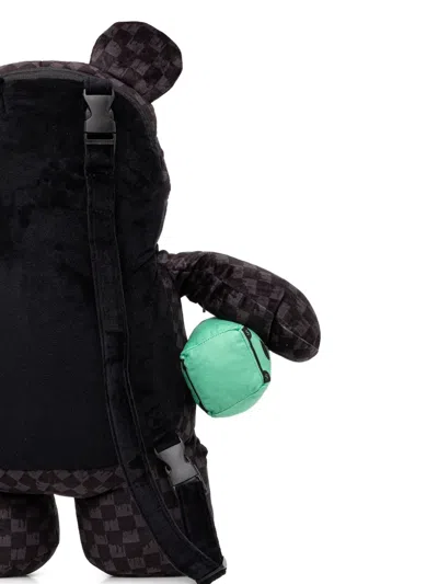 Sprayground Checked-pattern Bear-shape Backpack In Black