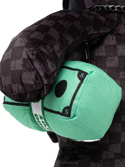 Sprayground Checked-pattern Bear-shape Backpack In Black