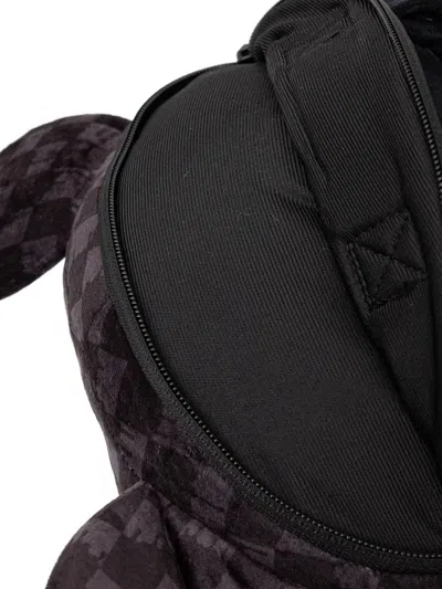 Sprayground Checked-pattern Bear-shape Backpack In Black
