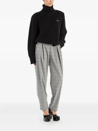 Rotate Birger Christensen Ribbed Turtleneck Sweater In Black