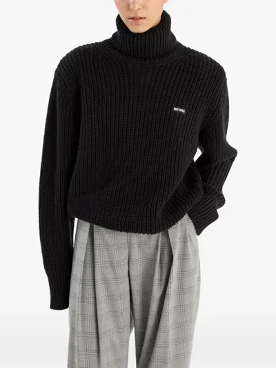 Rotate Birger Christensen Ribbed Turtleneck Sweater In Black