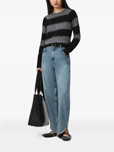Allsaints Lou Spark Brushed Stripe Sweater In Gray