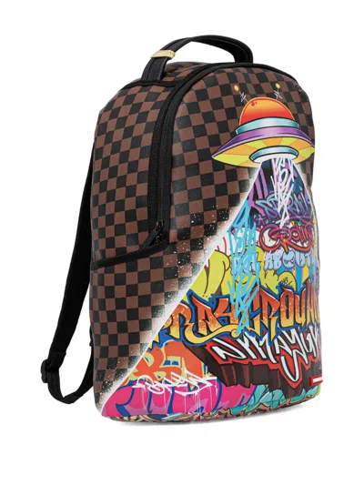 Sprayground Checked-pattern Backpack In Burgundy