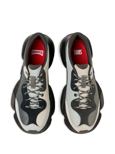 Camper Karst 2 Twins Leather Panelled Lace-up Sneakers In Gray