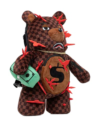 格纹小熊造型双肩包