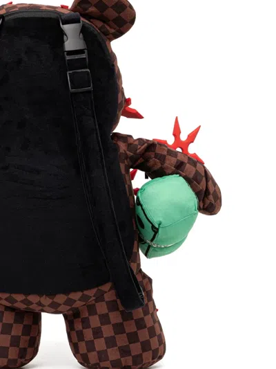 格纹小熊造型双肩包