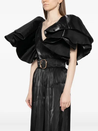 Saiid Kobeisy Ruffled Bodysuit In Black