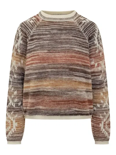 Ba&sh Clodie Striped-patterned Sweater In Brown