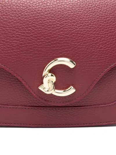 Coccinelle Textured Leather Cross-body Bag Adjustable Strap In Red
