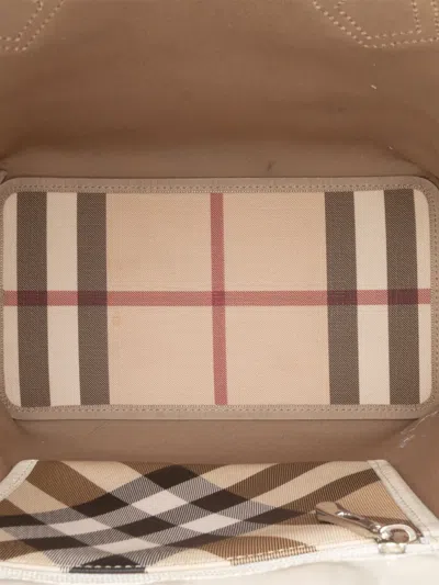 Pre-owned Burberry 2000-2017 Supernova Check Coated Canvas Tote Bag In Brown