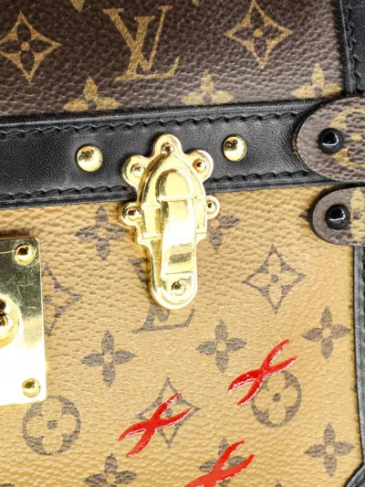 Pre-owned Louis Vuitton Trunk Reverse Monogram Canvas Clutch Bag In Brown