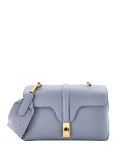 Pre-owned Celine Soft 16 Bag Grainy Calfskin Teen Shoulder Bag In Blue