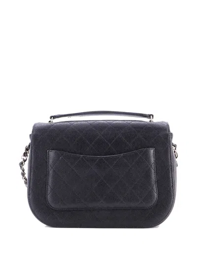 Pre-owned Chanel Thread Around Flap Bag Quilted Caviar Medium Shoulder Bag In Black