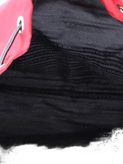 Pre-owned Prada New Vela Tessuto With Studded Leather Backpack In Red