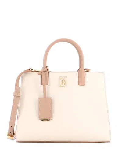 Pre-owned Burberry Frances Tote Leather Mini Shoulder Bag In Neutral