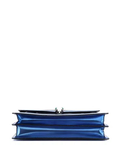 Pre-owned Bvlgari Serpenti Forever Patent Medium Shoulder Bag In Blue