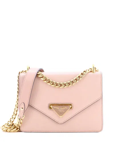 Pre-owned Prada Envelope Flap Chain Shoulder Bag Saffiano Leather Small Crossbody Bag In Pink