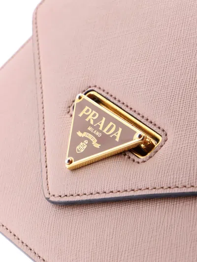 Pre-owned Prada Envelope Flap Chain Shoulder Bag Saffiano Leather Small Crossbody Bag In Pink