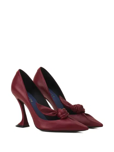 Lanvin Knotted Pointed-toe Pumps In Burgundy