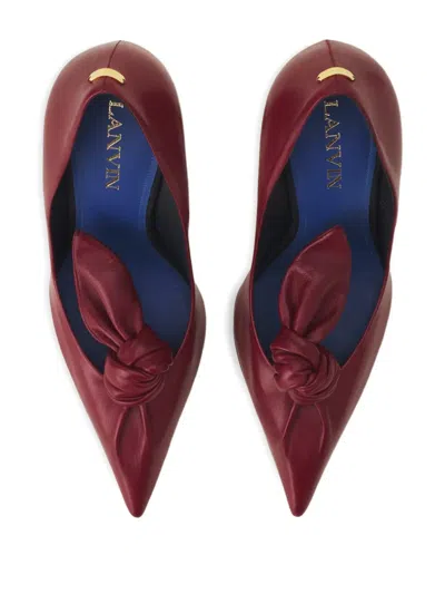 Lanvin Knotted Pointed-toe Pumps In Burgundy