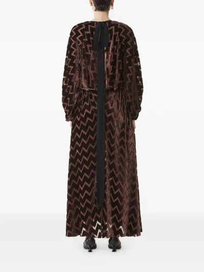 Lanvin Chevron-pattern Maxi Dress In Brown