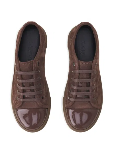 Lanvin Toe Cap Lace-up Sneakers In Brown