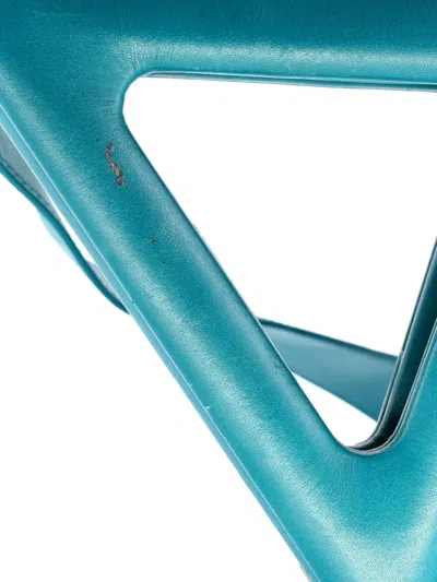 Pre-owned Bottega Veneta Point Leather Medium Shoulder Bag In Blue