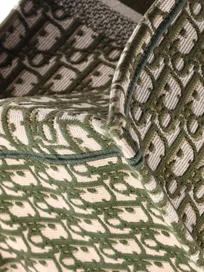 Pre-owned Dior Book Oblique Canvas Large Tote Bag In Green