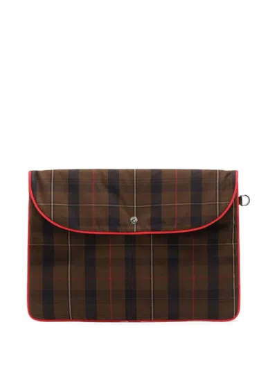 Bimba Y Lola Check-plaid Laptop Case In Brown