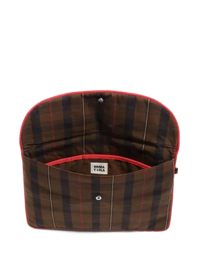 Bimba Y Lola Check-plaid Laptop Case In Brown