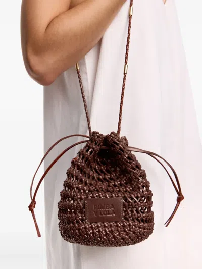 Bimba Y Lola Plaited Leather Bucket Bag In Brown