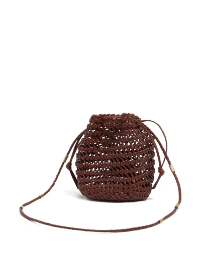 Bimba Y Lola Plaited Leather Bucket Bag In Brown