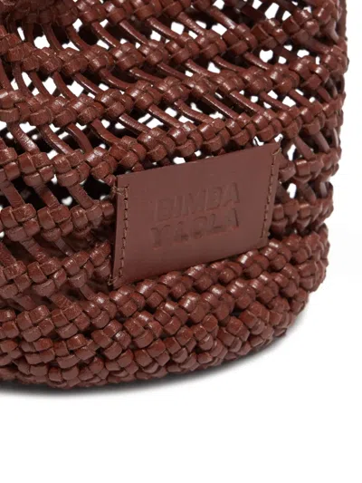 Bimba Y Lola Plaited Leather Bucket Bag In Brown