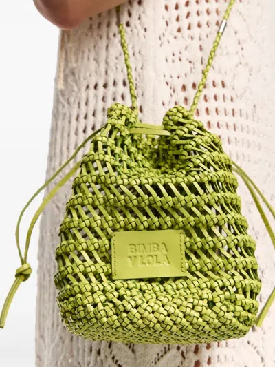 Bimba Y Lola Plaited-leather Mini Bag In Green