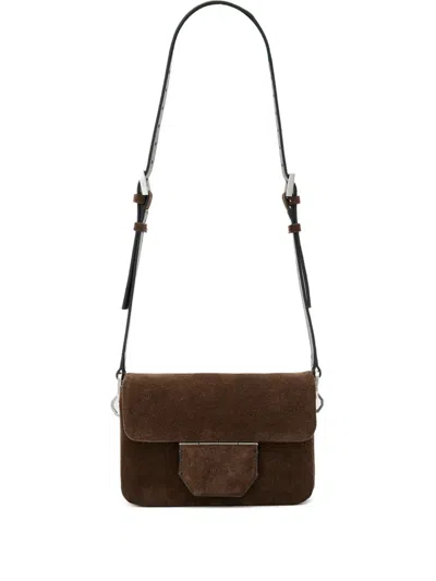Allsaints Jupiter Suede Cross Body Bag In Brown