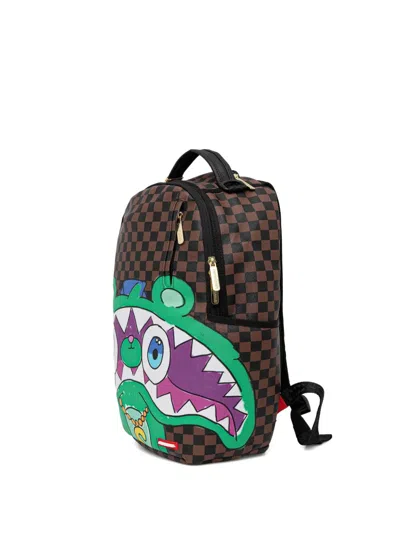 Sprayground Graphic-print Checked-pattern Backpack In Brown