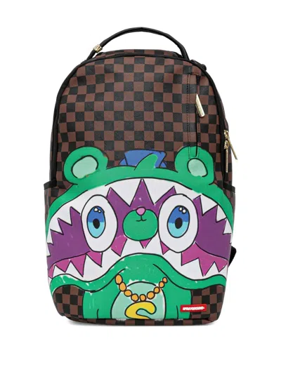 Sprayground Graphic-print Checked-pattern Backpack In Brown