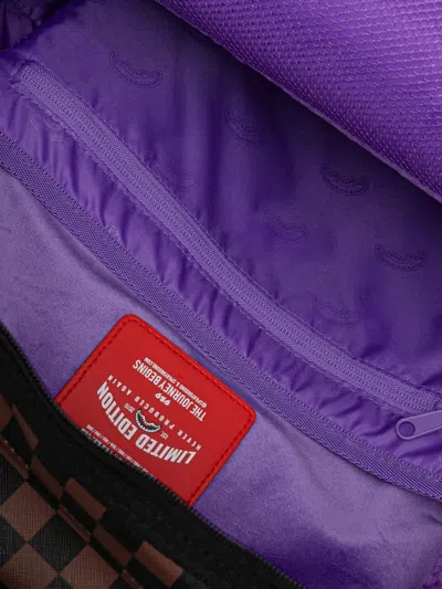 Sprayground Graphic-print Checked-pattern Backpack In Brown