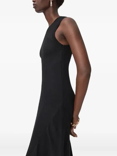 Allsaints Gia Asymmetric Midi Dress In Black