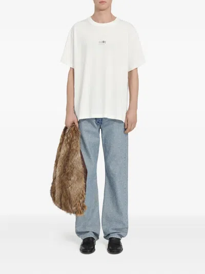Mm6 Maison Margiela Mm6 By Maison Margiela Minimalist Logo Short Sleeve T-shirt In White