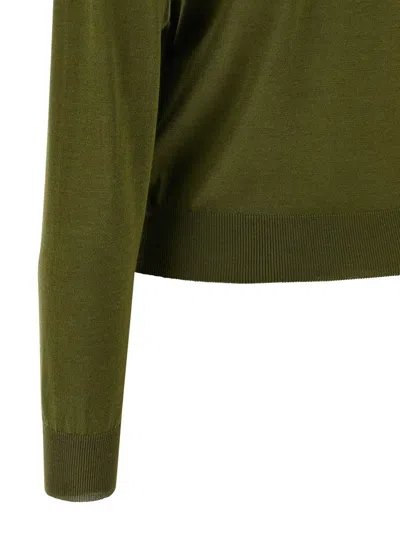 Saint Laurent Turtleneck Sweater With Long Sleeves And Ribbed Edges In Green