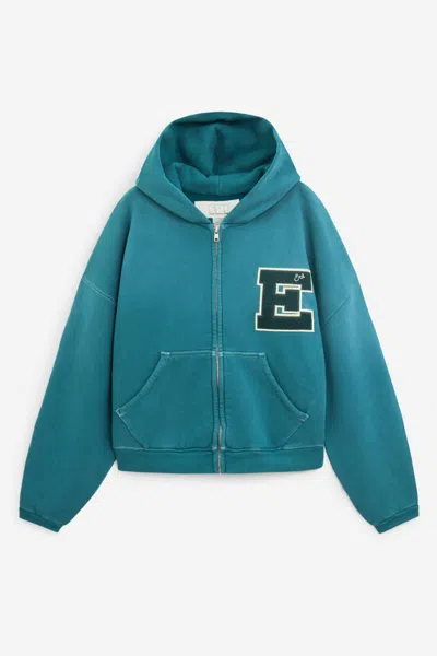 Erl Unisex Letterman Hoodie In Green