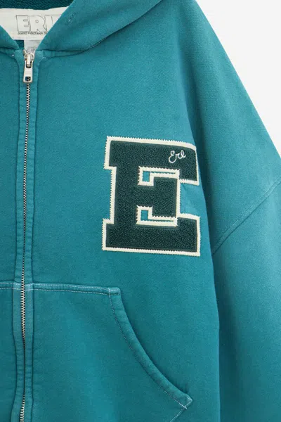 Erl Unisex Letterman Hoodie In Green