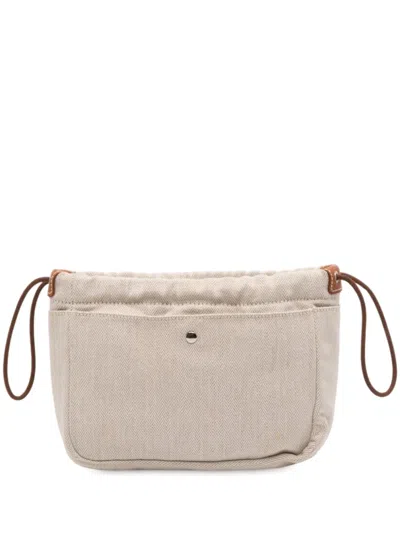 Pre-owned Hermes 2019-2025 Toile And Barenia Fourbi 20 Pouch In Brown