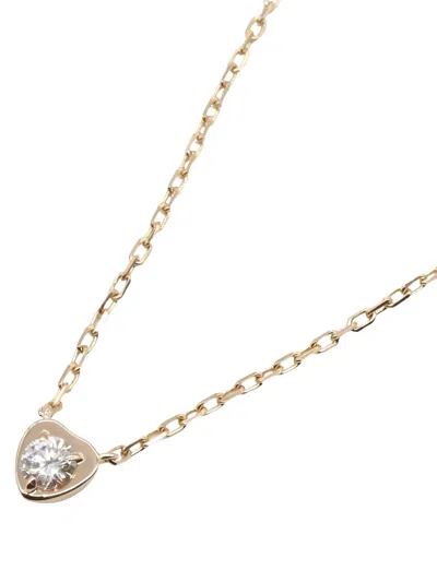 Pre-owned Cartier 2010s 18k Rose Gold Diamond Damour Necklace In Pink